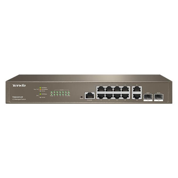 Switch managed L3 10 porte Gbit + 2 porte SFP Tenda TEG5312F