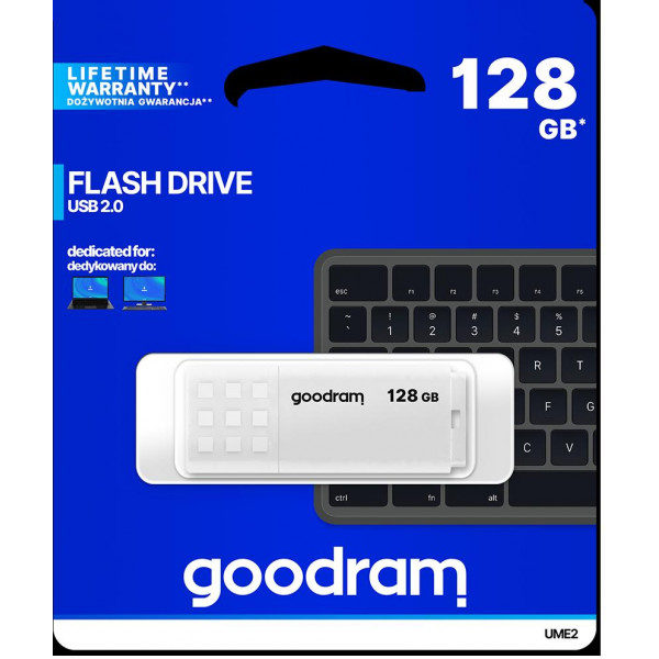 Pendrive GoodRAM 128GB UME2 white USB 2.0 - retail blister