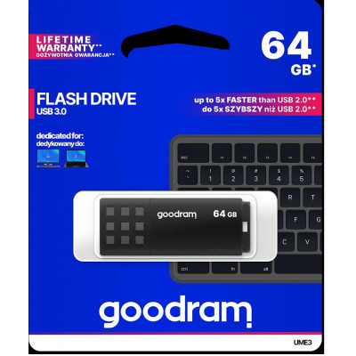 Pendrive GoodRAM 64GB BLACK USB 3.0 - retail blister