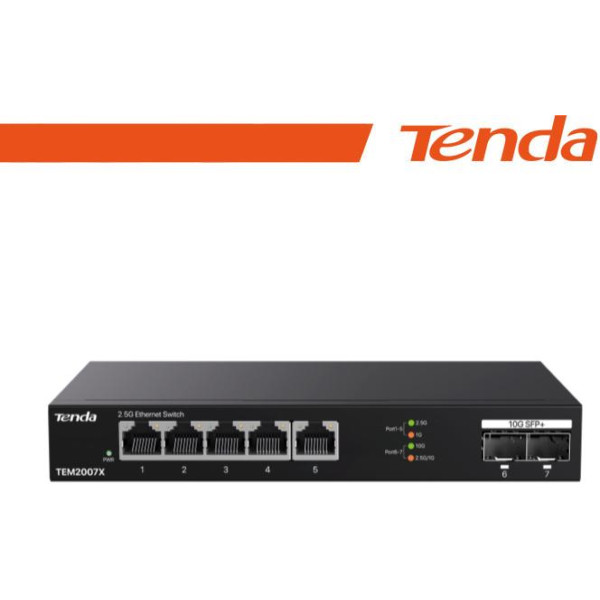 Tenda Switch con 5 porte LAN 2.5 Gbps e 2 porte 10 Gbps SFP+