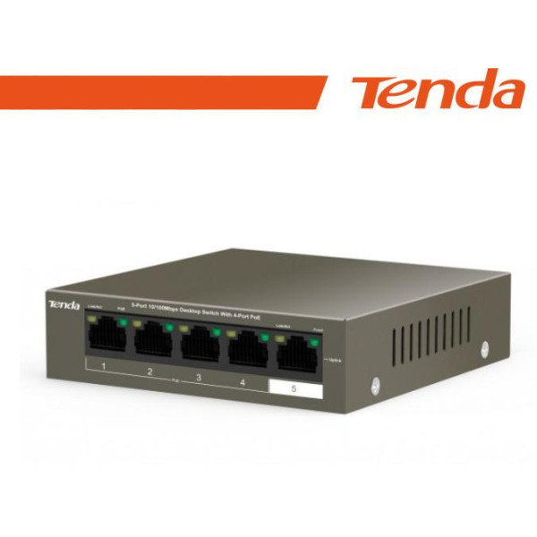 Tenda Switch Desktop 5 Porte 10/100 con 4 PoE 35W - TEF1105P-4-38W