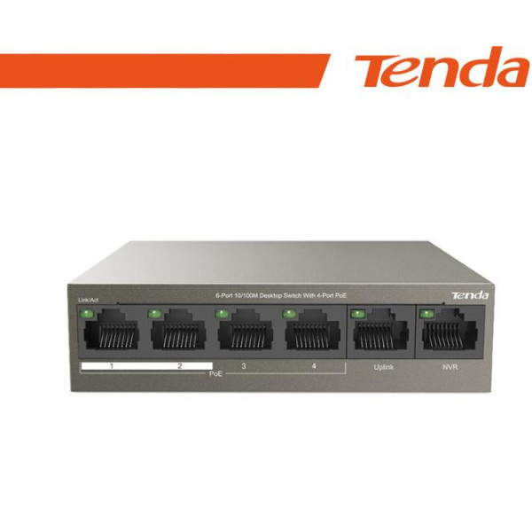 Tenda Switch 6 porte 10/100M desktop 4 porte PoE Tenda - TEF1106P-4-63W