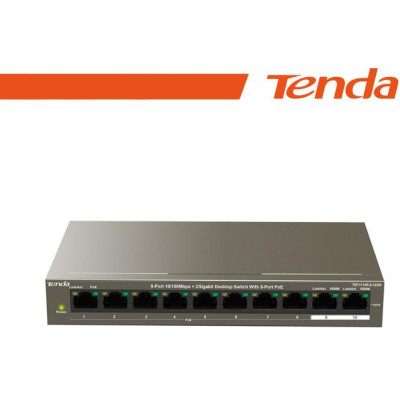 Tenda Switch 102W 8 porte PoE10/100Mbps + 2 Gb - TEF1110P-8-102W