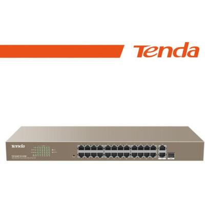 Tenda Switch PoE Web Smart 24 porte 10/100+2Gb+2SFP 440W - TEF1226P-24-410W