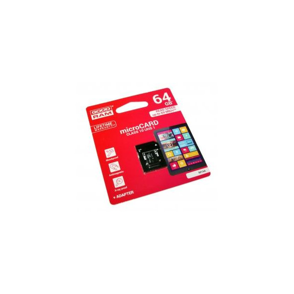 microSD GoodRAM 64GB class 10 UHS I + adpter, ret. blister