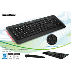 Tastiera Pravix ergonomica slim con cavo USB - retail box